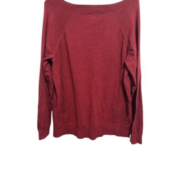 Lucky Brand Red V-Neck Long Sleeve Sweater Womens XL Cotton Blend - Picture 2 of 6